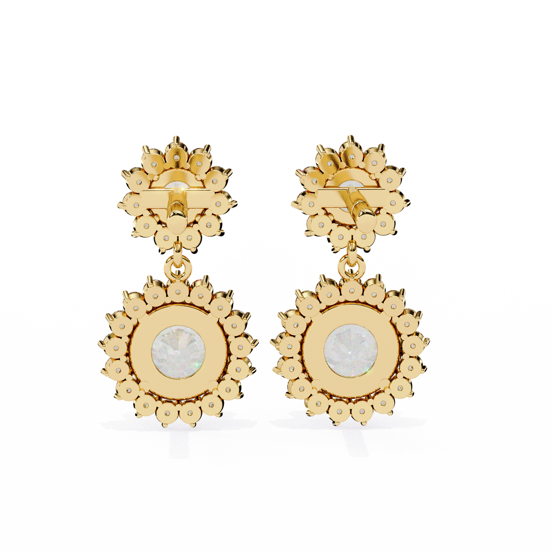 Celestial Bloom Lab Diamond Drop Earrings | VVS–VS D-E-F Diamond Halo Design