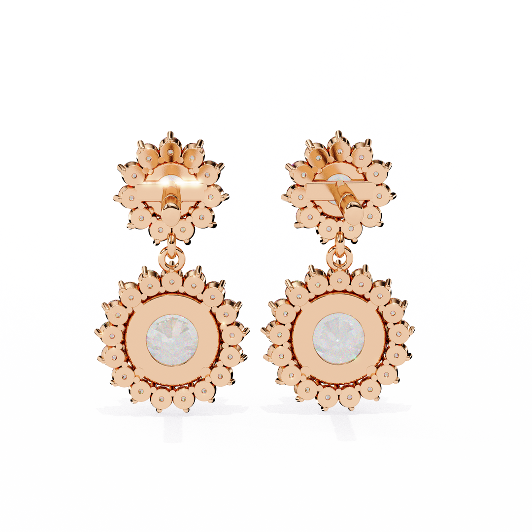 Celestial Bloom Lab Diamond Drop Earrings | VVS–VS D-E-F Diamond Halo Design
