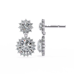Load image into Gallery viewer, Celestial Bloom Lab Diamond Drop Earrings | VVS–VS D-E-F Diamond Halo Design