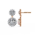 Load image into Gallery viewer, Celestial Bloom Lab Diamond Drop Earrings | VVS–VS D-E-F Diamond Halo Design