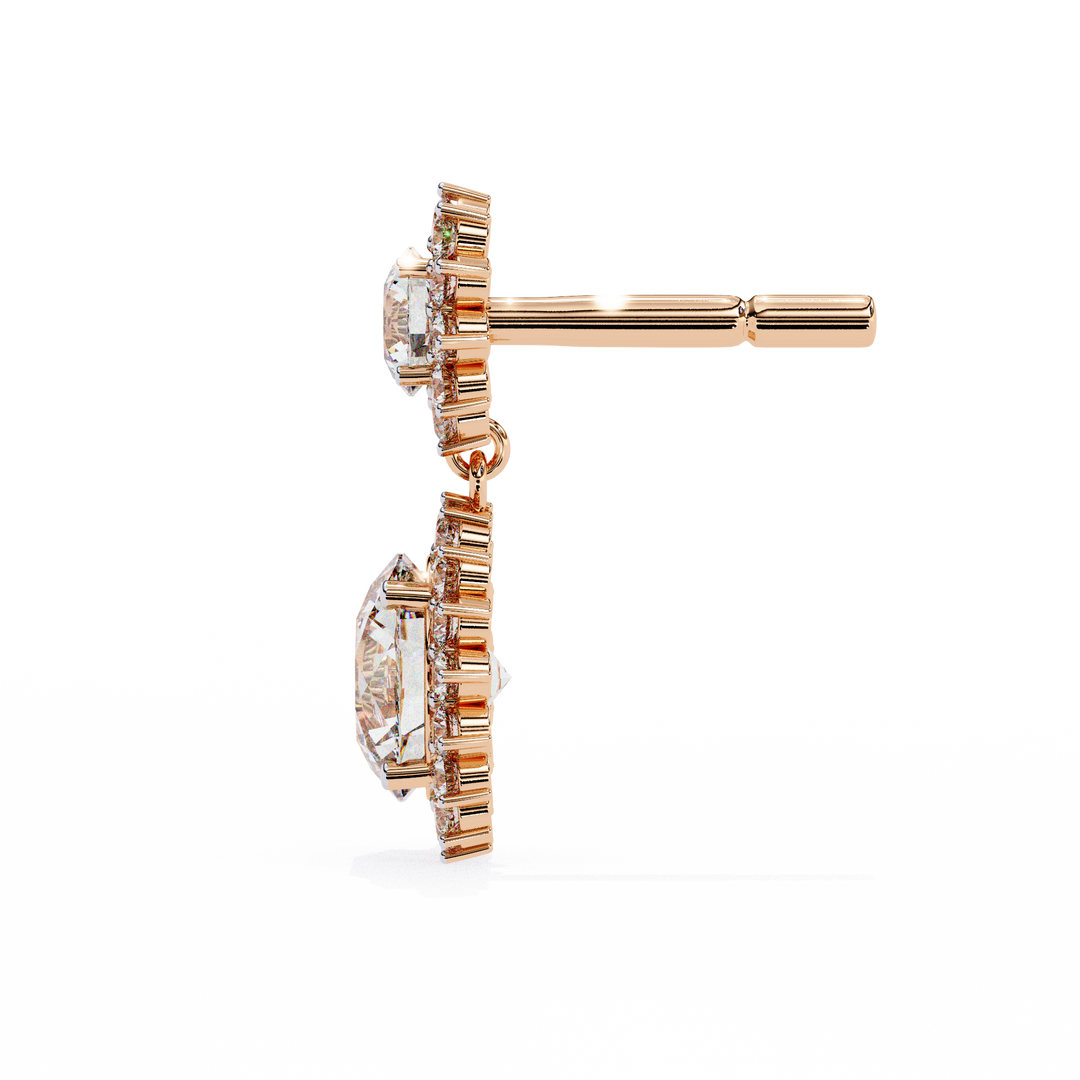 Celestial Bloom Lab Diamond Drop Earrings | VVS–VS D-E-F Diamond Halo Design