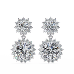 Load image into Gallery viewer, Celestial Bloom Lab Diamond Drop Earrings | VVS–VS D-E-F Diamond Halo Design