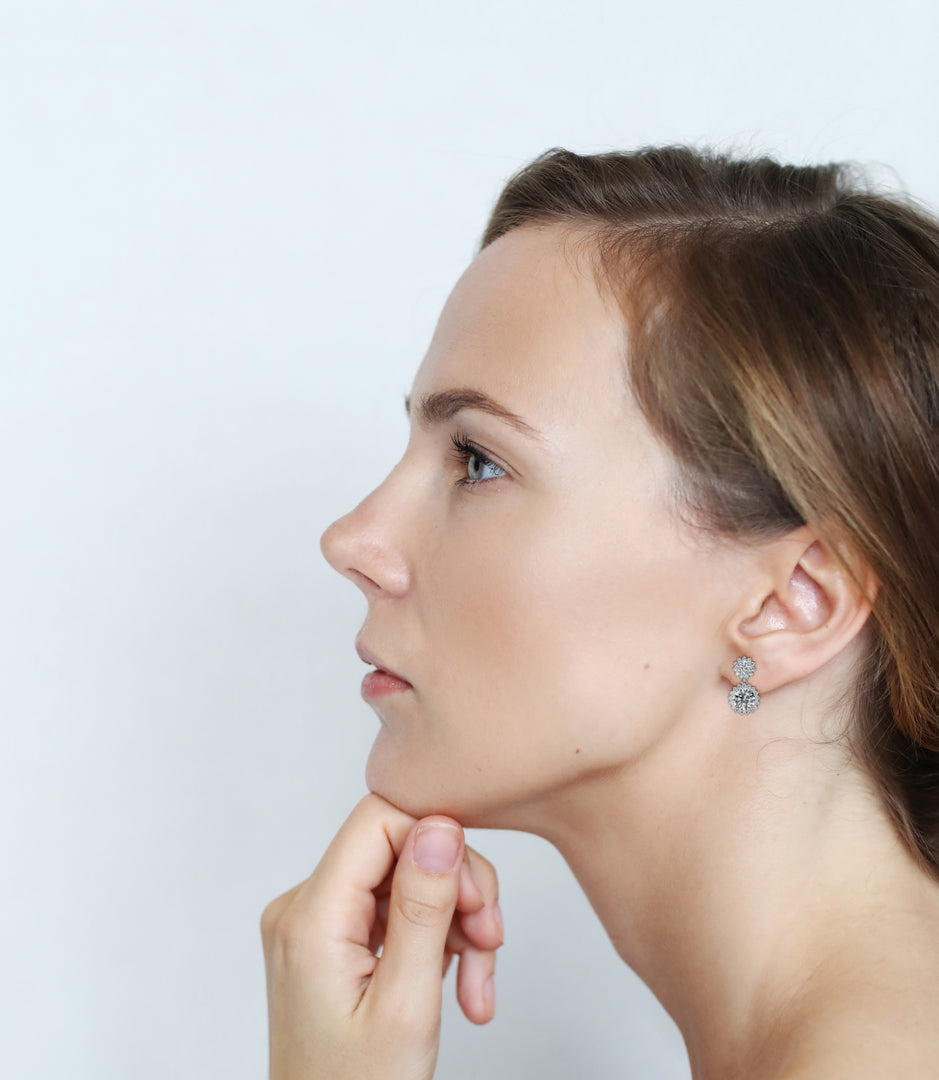 Celestial Bloom Lab Diamond Drop Earrings | VVS–VS D-E-F Diamond Halo Design