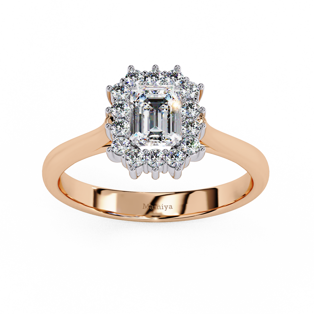 Emerald Cut Halo Diamond Ring