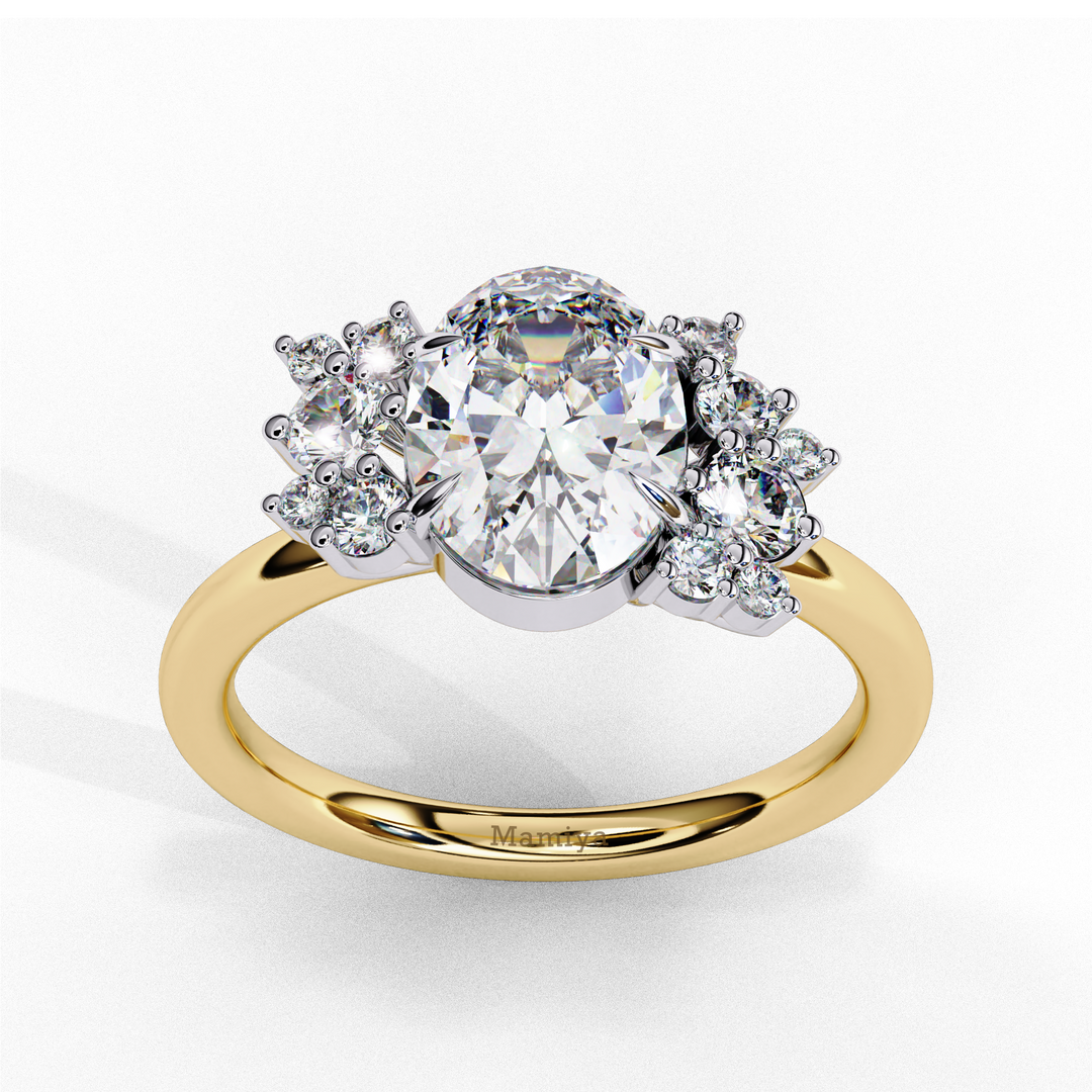 Floral Cluster Oval Engagement Ring