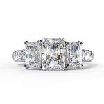 Load image into Gallery viewer, Radiant Cut Three-Stone Diamond Engagement Ring in 18K Gold with Pavé Accents