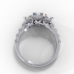 Load image into Gallery viewer, Radiant Cut Three-Stone Diamond Engagement Ring in 18K Gold with Pavé Accents