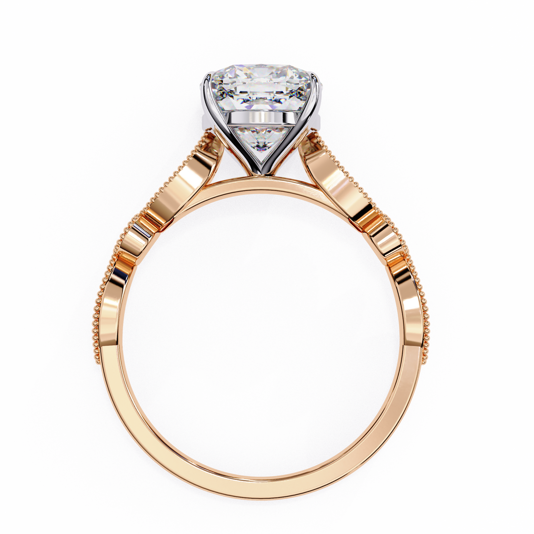 2.50CT Cushion Cut Lab Diamond Engagement Ring in 18K Gold | VVS2 Clarity | F Color