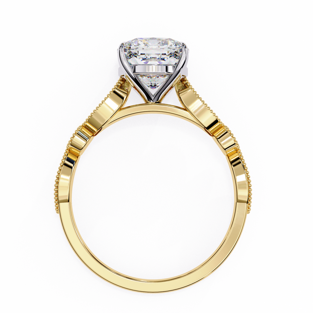 2.50CT Cushion Cut Lab Diamond Engagement Ring in 18K Gold | VVS2 Clarity | F Color