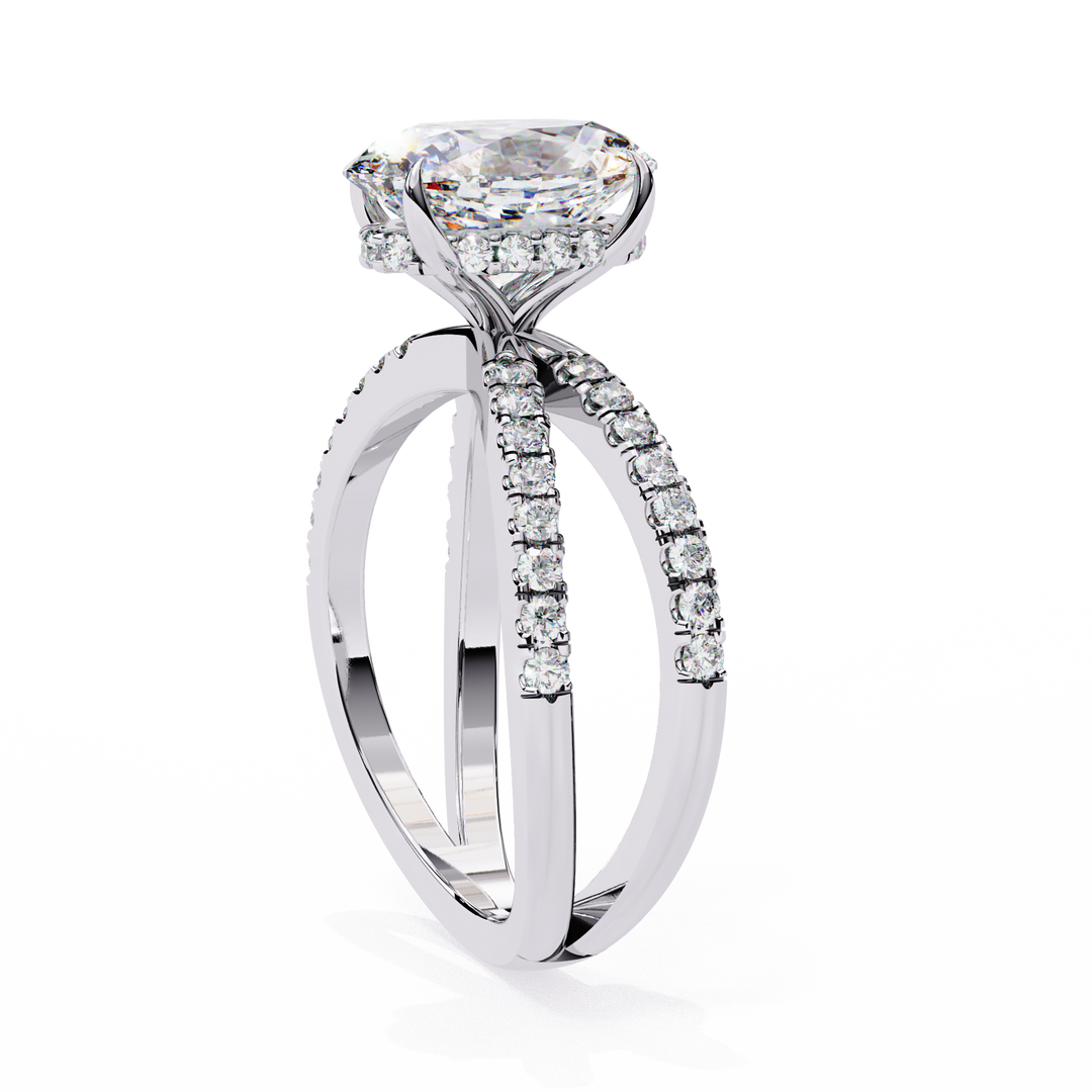 ✨ Celestia Criss cross Oval Lab Grown Diamond Ring – 2.50CT | 18K Gold