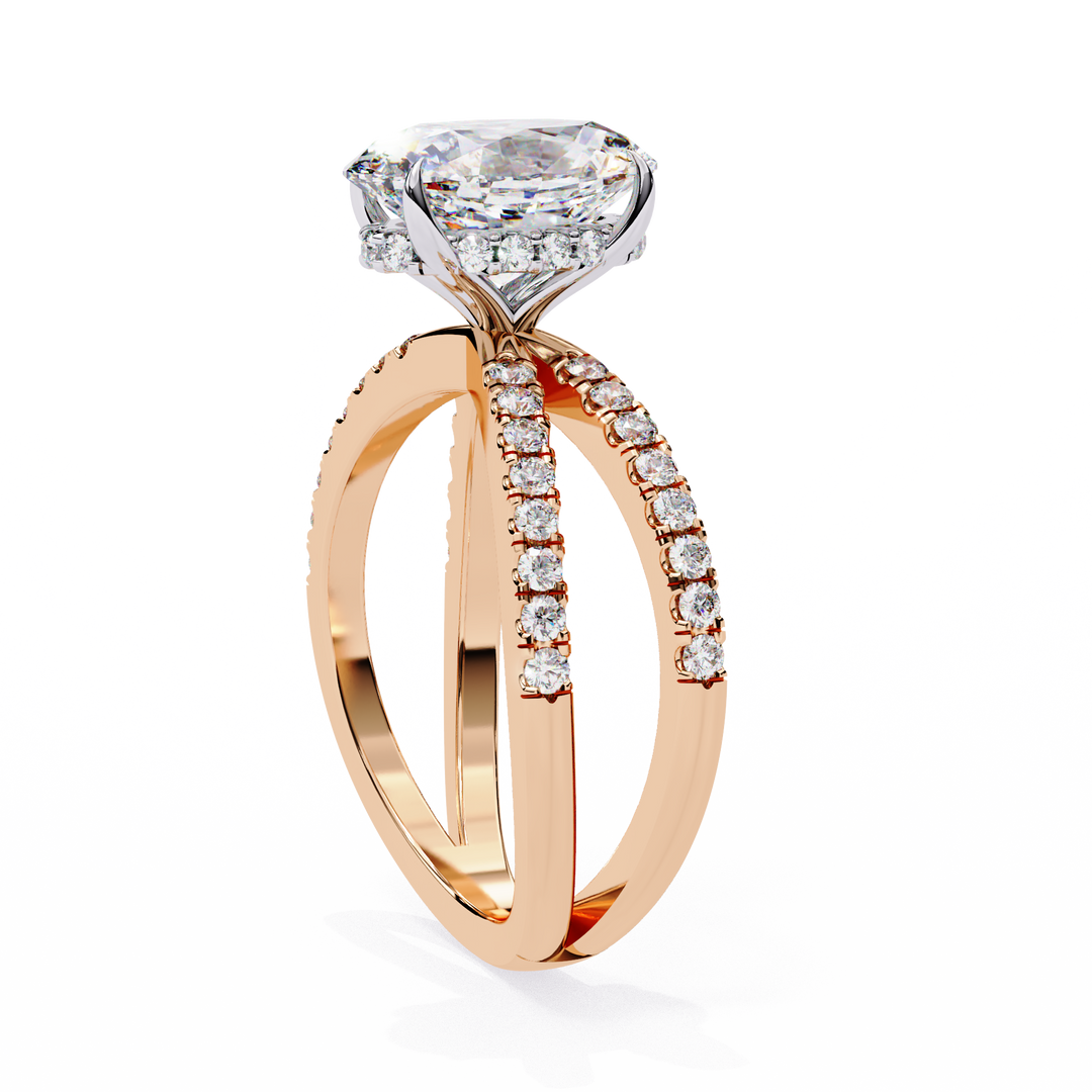 ✨ Celestia Criss cross Oval Lab Grown Diamond Ring – 2.50CT | 18K Gold