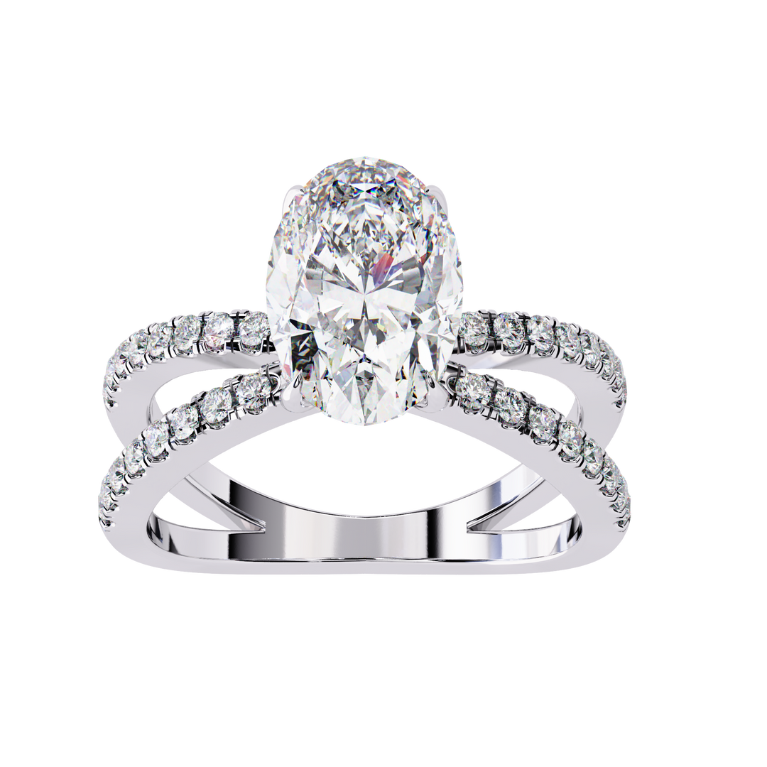 ✨ Celestia Criss cross Oval Lab Grown Diamond Ring – 2.50CT | 18K Gold