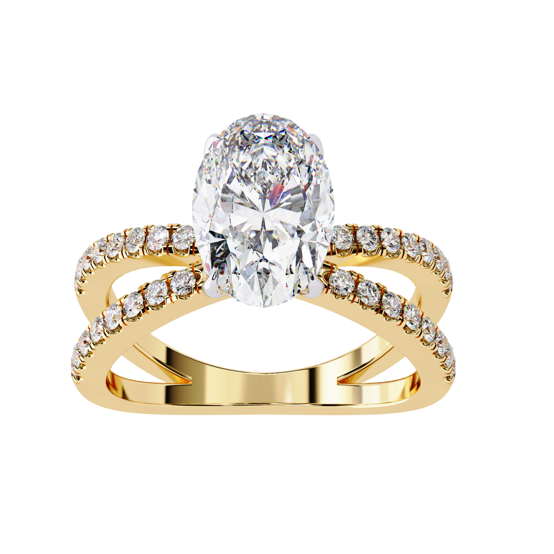 ✨ Celestia Criss cross Oval Lab Grown Diamond Ring – 2.50CT | 18K Gold
