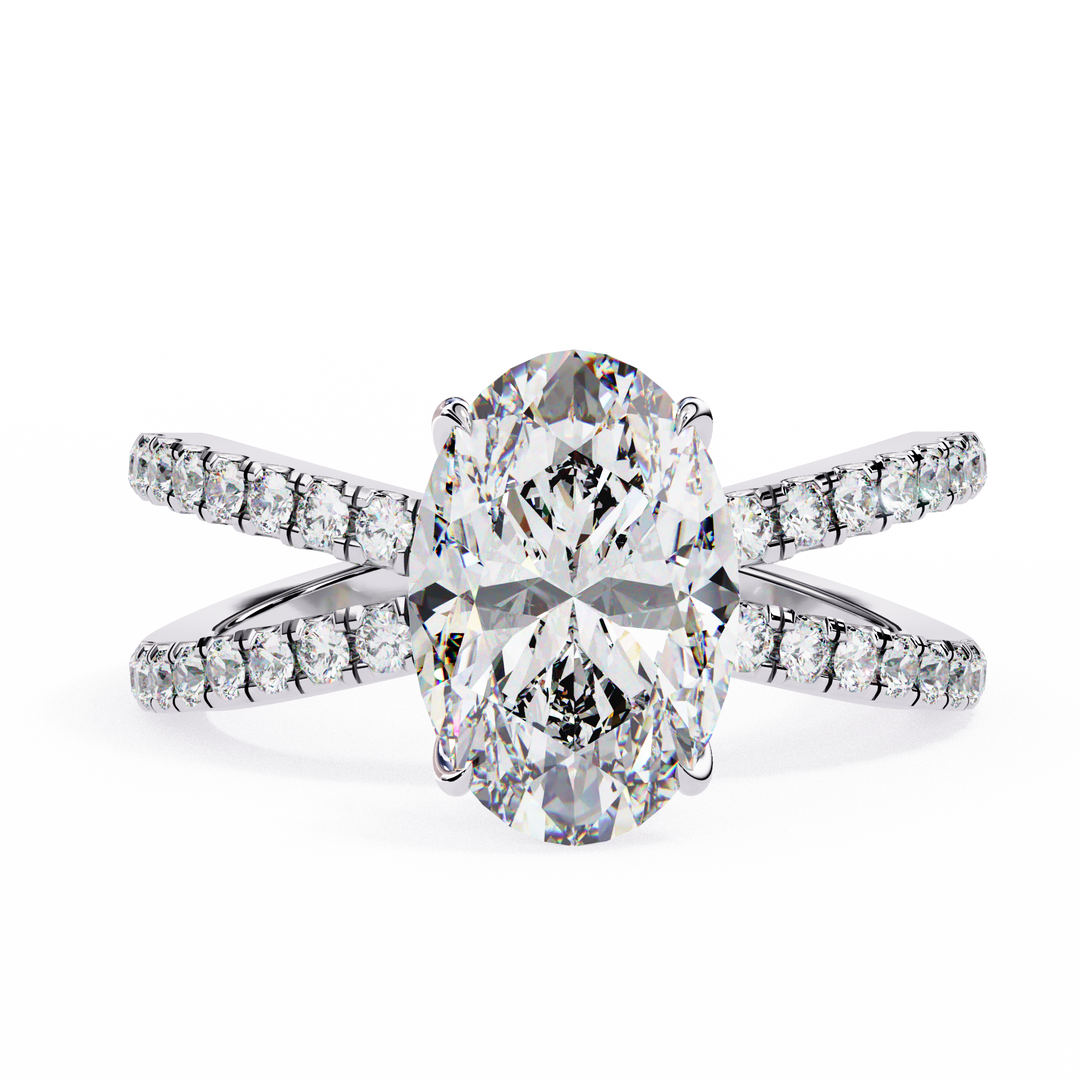✨ Celestia Criss cross Oval Lab Grown Diamond Ring – 2.50CT | 18K Gold