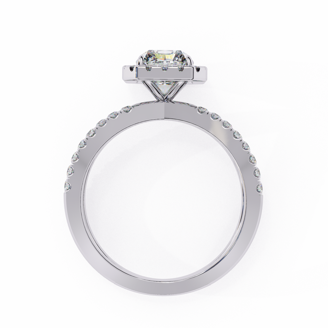 Exquisite 1.90CT Radiant Cut Lab Diamond Halo Ring in 18K Gold | VVS2 • E Color