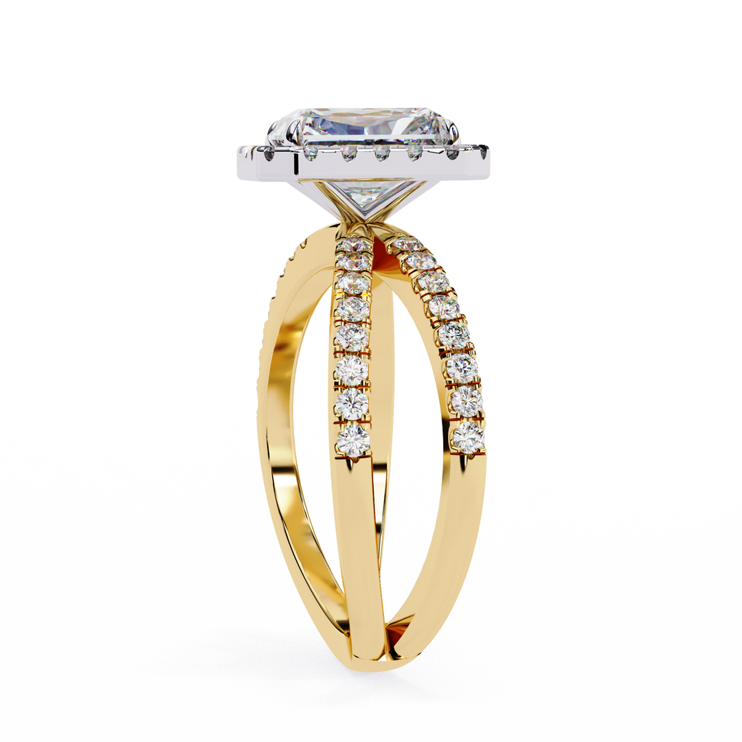 Exquisite 1.90CT Radiant Cut Lab Diamond Halo Ring in 18K Gold | VVS2 • E Color