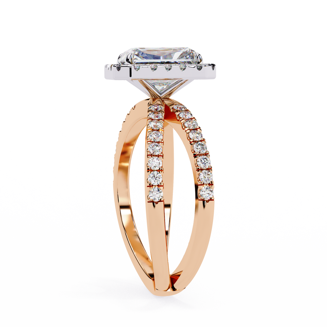 Exquisite 1.90CT Radiant Cut Lab Diamond Halo Ring in 18K Gold | VVS2 • E Color