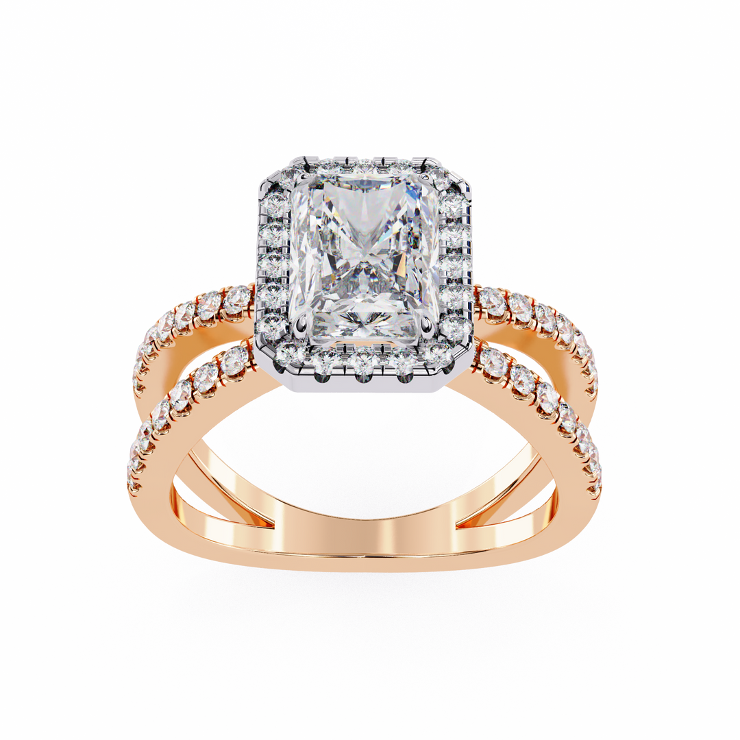 Exquisite 1.90CT Radiant Cut Lab Diamond Halo Ring in 18K Gold | VVS2 • E Color