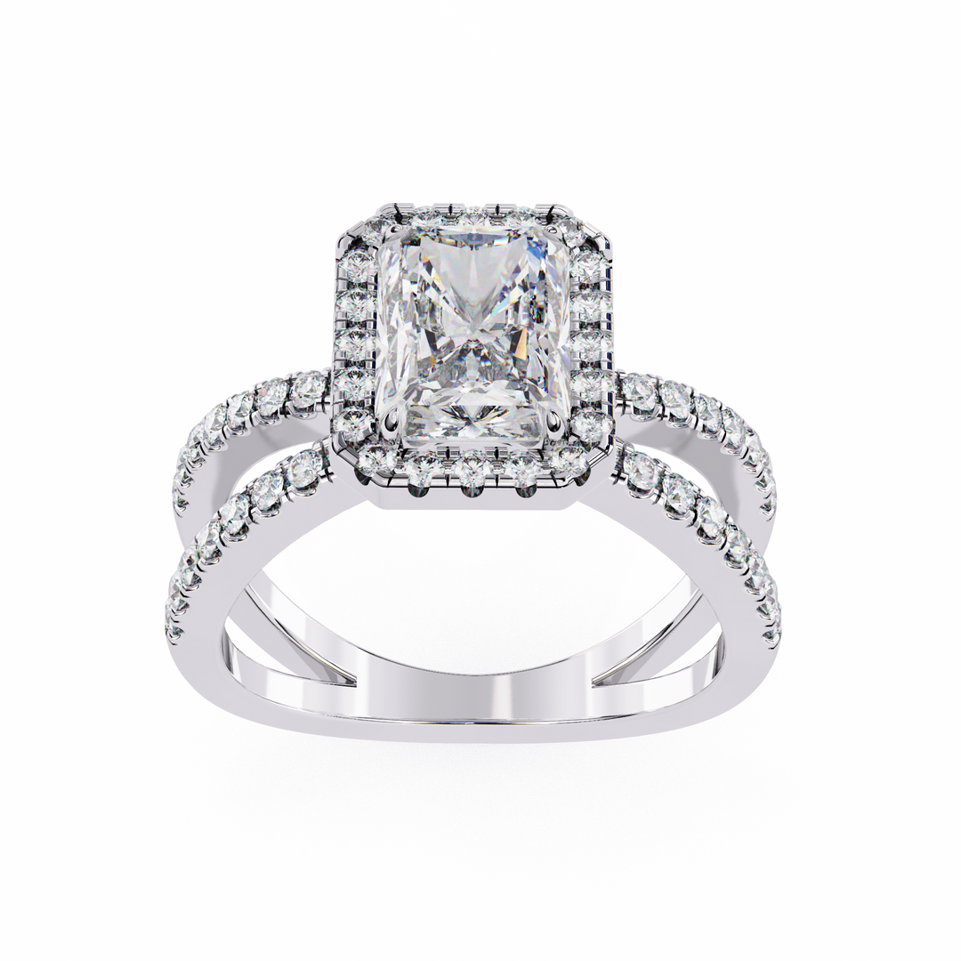 Exquisite 1.90CT Radiant Cut Lab Diamond Halo Ring in 18K Gold | VVS2 • E Color