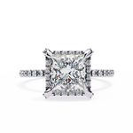 Load image into Gallery viewer, 2.50 Carat Princess Diamond Ring – VVS2, F Color | Round Diamond Accents in Gold