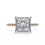 Load image into Gallery viewer, 2.50 Carat Princess Diamond Ring – VVS2, F Color | Round Diamond Accents in Gold