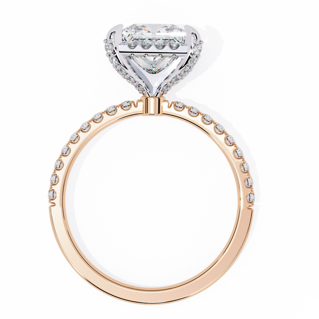 2.50 Carat Princess Diamond Ring – VVS2, F Color | Round Diamond Accents in Gold