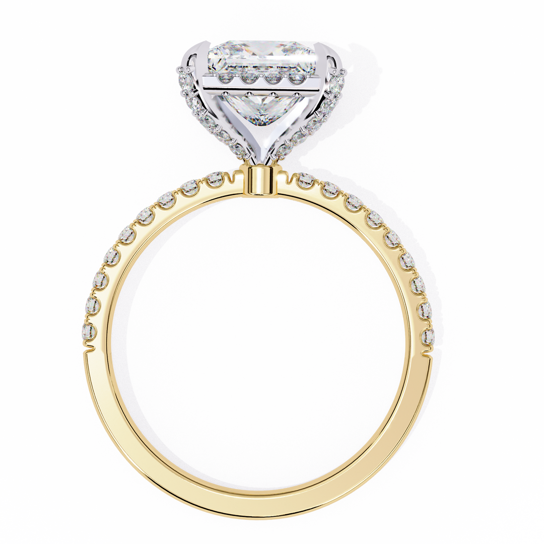 2.50 Carat Princess Diamond Ring – VVS2, F Color | Round Diamond Accents in Gold