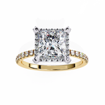Load image into Gallery viewer, 2.50 Carat Princess Diamond Ring – VVS2, F Color | Round Diamond Accents in Gold