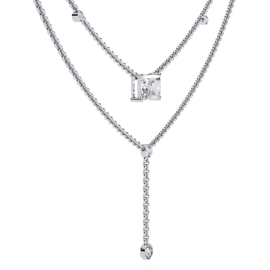 18K Gold Lab Diamond Radiant Cut Y Necklace | Luxury Fine Jewelry