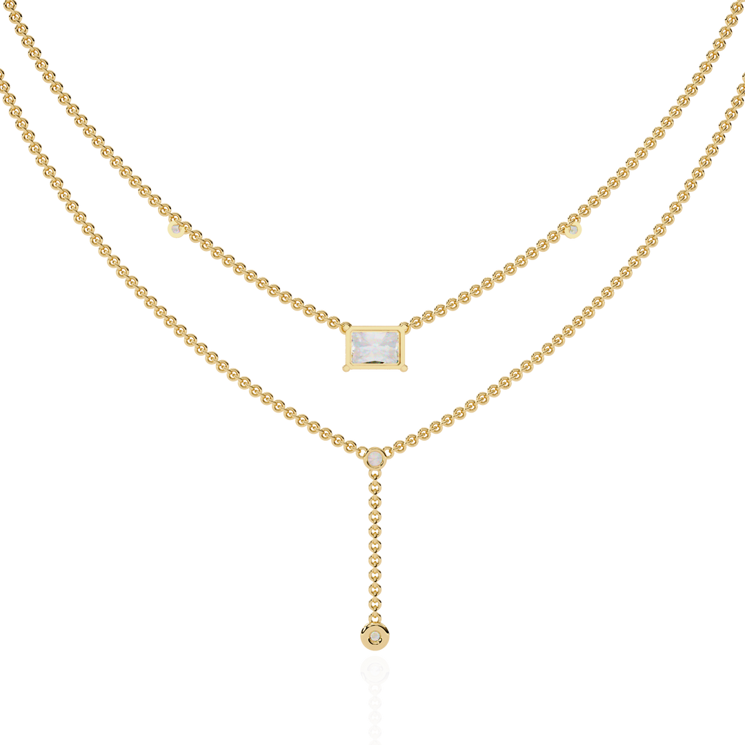 18K Gold Lab Diamond Radiant Cut Y Necklace | Luxury Fine Jewelry
