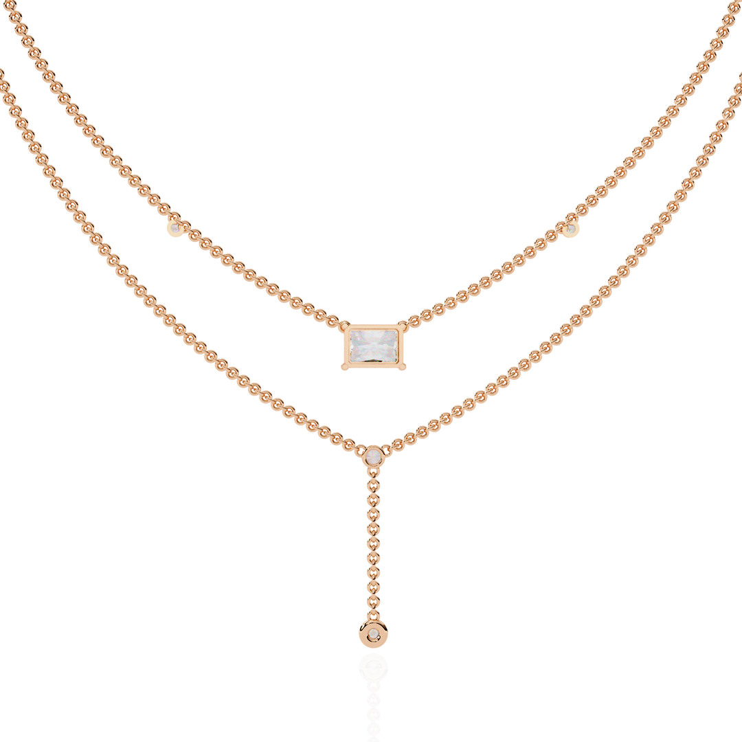 18K Gold Lab Diamond Radiant Cut Y Necklace | Luxury Fine Jewelry
