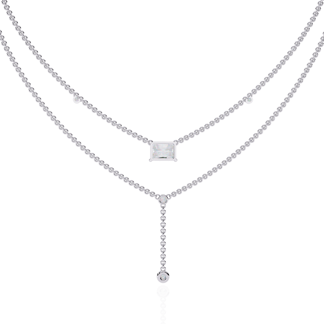 18K Gold Lab Diamond Radiant Cut Y Necklace | Luxury Fine Jewelry