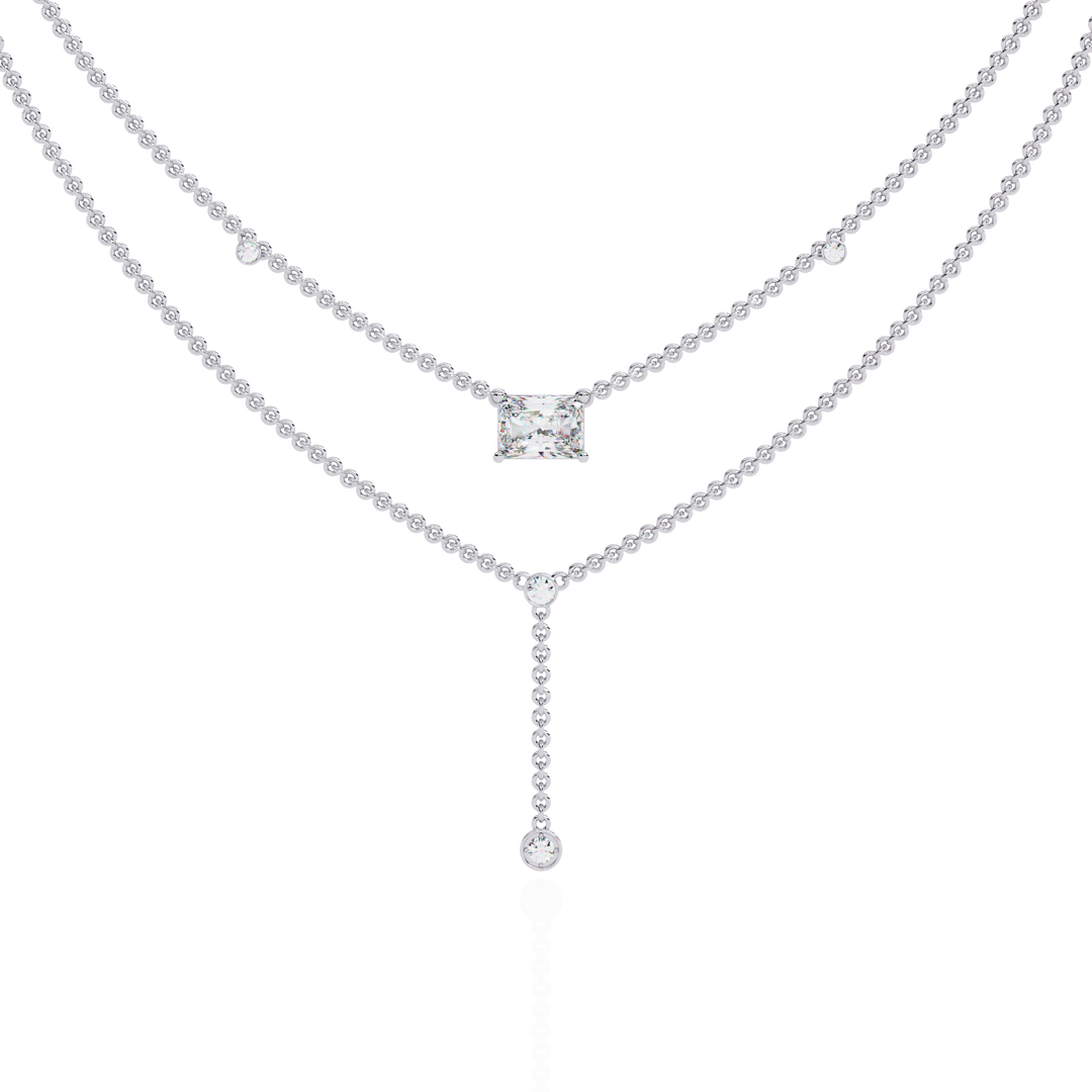18K Gold Lab Diamond Radiant Cut Y Necklace | Luxury Fine Jewelry