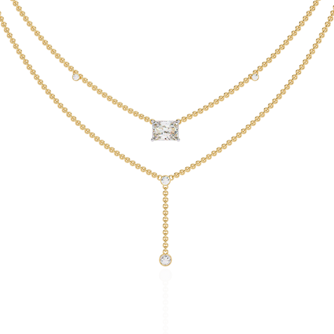 18K Gold Lab Diamond Radiant Cut Y Necklace | Luxury Fine Jewelry