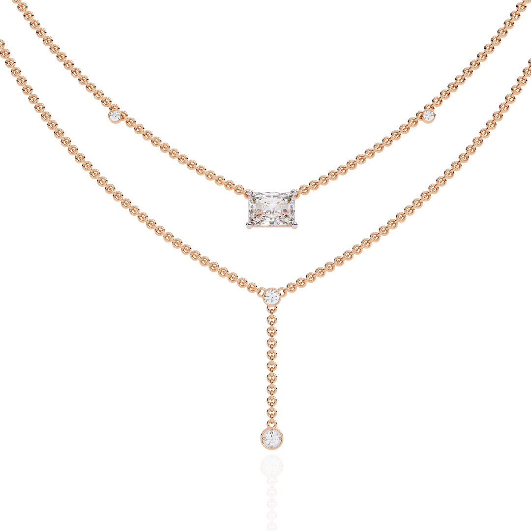 18K Gold Lab Diamond Radiant Cut Y Necklace | Luxury Fine Jewelry