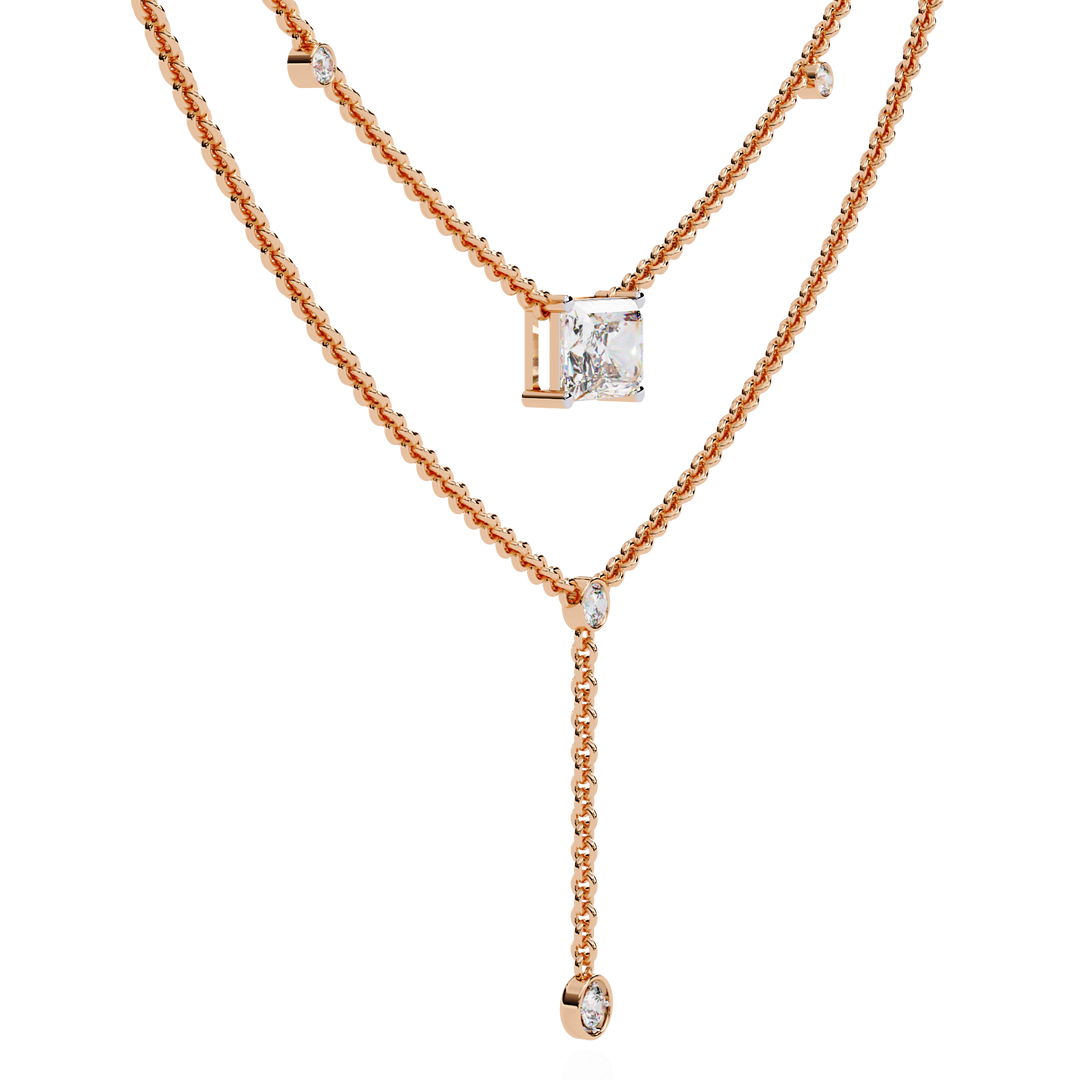 18K Gold Lab Diamond Radiant Cut Y Necklace | Luxury Fine Jewelry