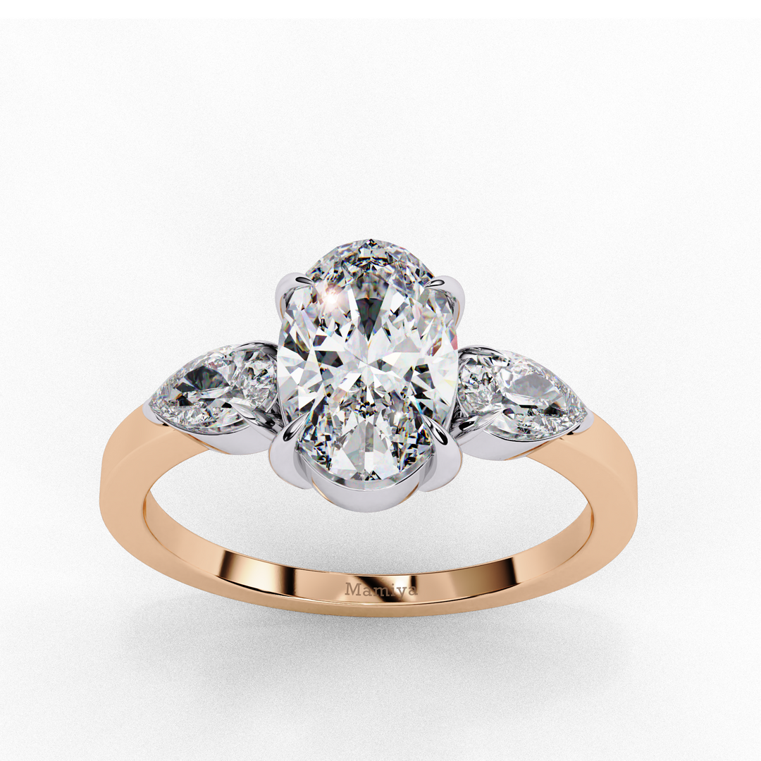 Oval With Pear Three Stone Ring