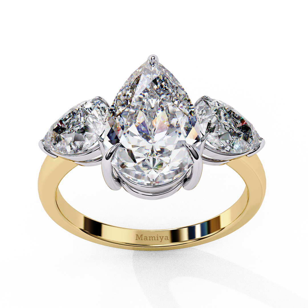 Three Stone Pear Engagement Ring