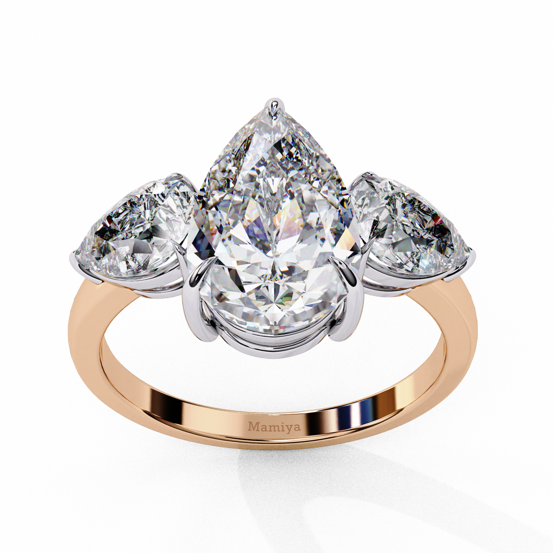 Three Stone Pear Engagement Ring