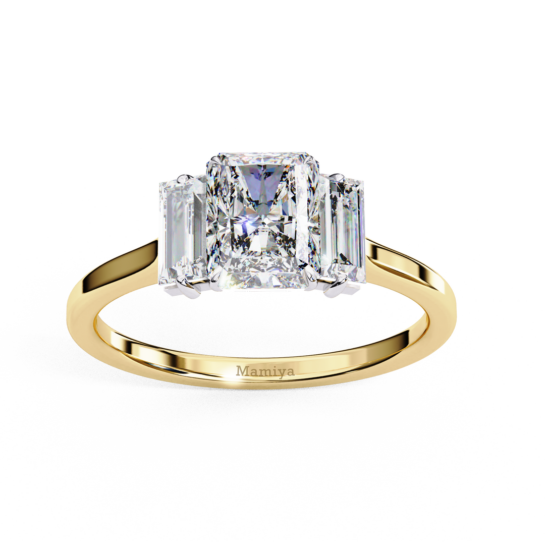 Three Stone Radiant Cut Diamond Ring