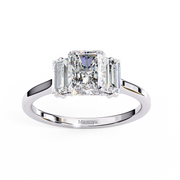Three Stone Radiant Cut Diamond Ring