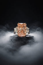 Load image into Gallery viewer, Lab Diamond Elongated Radiant Fancy Intense Pink Ring With 18K Gold