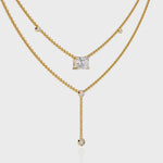 Load and play video in Gallery viewer, 18K Gold Lab Diamond Radiant Cut Y Necklace | Luxury Fine Jewelry