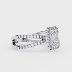 Load and play video in Gallery viewer, Exquisite 1.90CT Radiant Cut Lab Diamond Halo Ring in 18K Gold | VVS2 • E Color