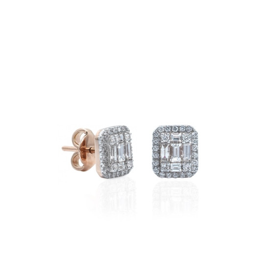 Round & Baguette Cut Diamond Earring