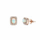 Emerald Cut Opal Halo Diamond Earring 