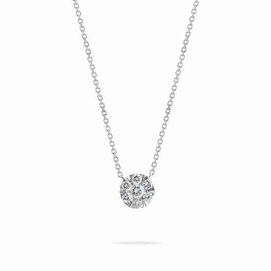 Round brilliant cluster diamond pendant necklace