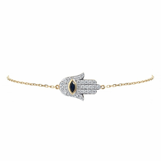 Diamond and Sapphire Hamsa Bracelet 