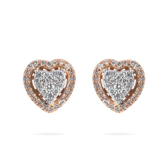 Diamond Halo Cluster Heart Shape Earring 