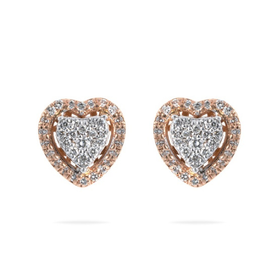 Diamond Halo Cluster Heart Shape Earring 